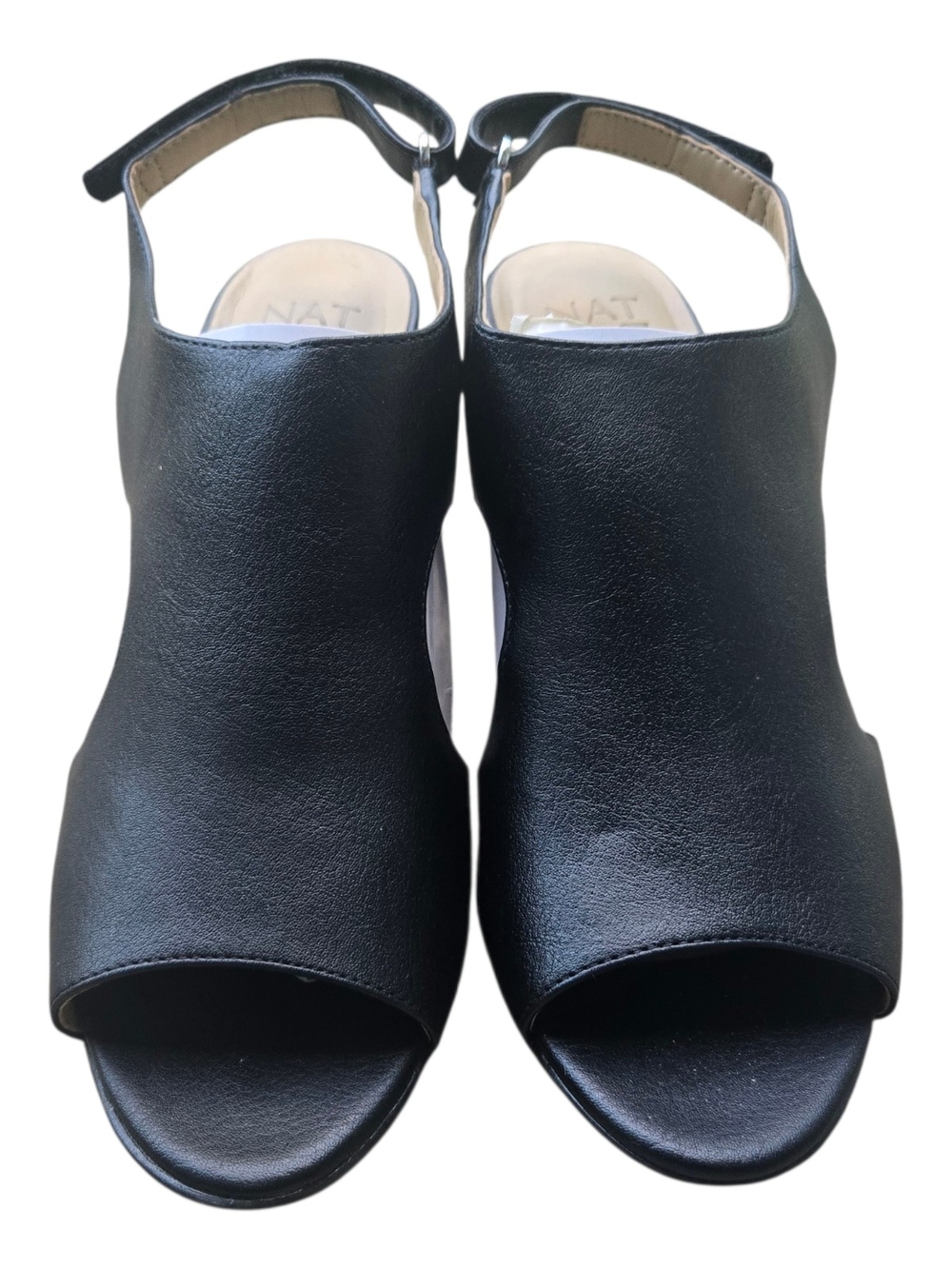 Naturalizer Black Peep Toe Slingback Heels Comfort Career Shoes Size 8